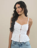 Image of Kugy Tie Front Cami Top in Poplin White
