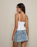 Image of Kugy Tie Front Cami Top in Poplin White