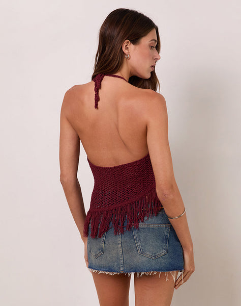 Image of Kulmina Asymmetric Halterneck Top in Fringe Berry