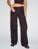 image of Kusnaedi Wide Leg Trouser in Black and White Top Stitch