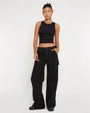 image of Kusnaedi Wide Leg Trouser in Black and White Top Stitch