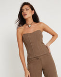 Image of Kyana Corset Top in Pinstripe Brown