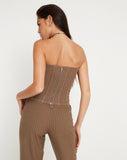 Image of Kyana Corset Top in Pinstripe Brown