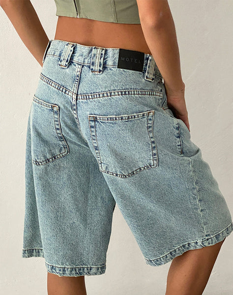 image of Low Rise Skater Short in Bleach Denim