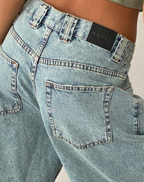 image of Low Rise Skater Short in Bleach Denim