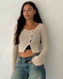 Image of Kazayo Long Sleeve Knit Top in Natural