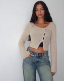 Image of Kazayo Long Sleeve Knit Top in Natural