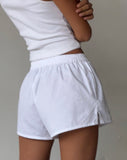 image of MOTEL X JACQUIE Laboxe Brief Shorts in White with Bow Embro