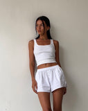 image of MOTEL X JACQUIE Laboxe Brief Shorts in White with Bow Embro