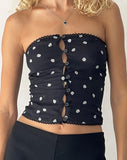 Image of Lacey Button Front Corset Top in Ditsy Rose Black