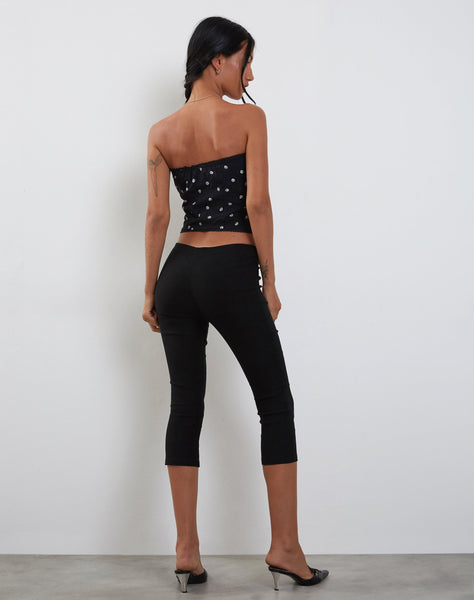 Image of Lacey Button Front Corset Top in Ditsy Rose Black