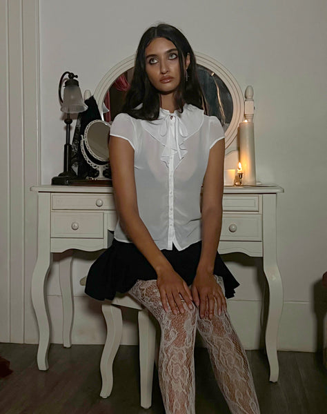 Image of Lada Blouse in White Chiffon