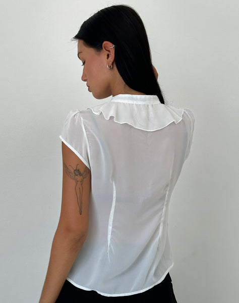 Image of Lada Blouse in White Chiffon