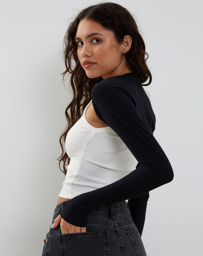 Image of Ladri Shrug Top in Black Lycra