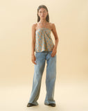 image of Laeri Halterneck Top in Bohemian Batik Blue Brown