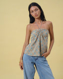 image of Laeri Halterneck Top in Bohemian Batik Blue Brown