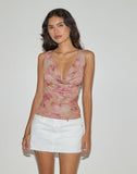 Image of Lahira Cowl Neck Top in Smoky Floral Peach