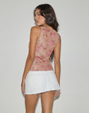Image of Lahira Cowl Neck Top in Smoky Floral Peach