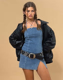 image of Laica Denim Mini Dress in Blue Wash