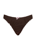 Image of Adrienne Thong in Jersey Chocolate with Pink Bow