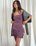 Image of Laine Halter Mini Dress in Slinky Mulberry