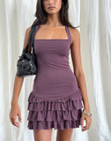 Image of Laine Halter Mini Dress in Slinky Mulberry