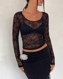 Image of Lainey Unlined Long Sleeve Top in Black Lace