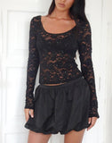 Image of Lainey Unlined Long Sleeve Top in Black Sequin Lace