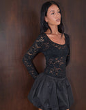 Image of Lainey Unlined Long Sleeve Top in Black Sequin Lace