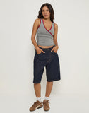 Image of Laird Wrap Top in Grey with Adrenaline Red Binding