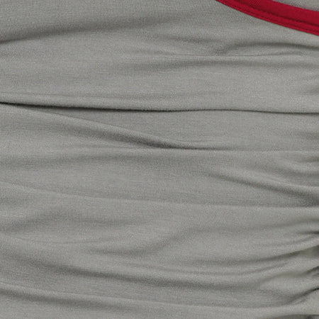Laird Wrap Top in Grey with Adrenaline Red Binding