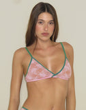 Image of Lakara Bra in Pink Mesh with Green Contrast Binding