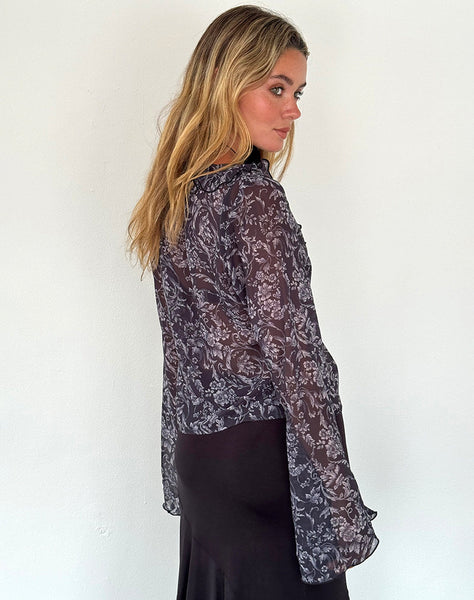 Image of Lakota Cardigan in Black Baroque Print