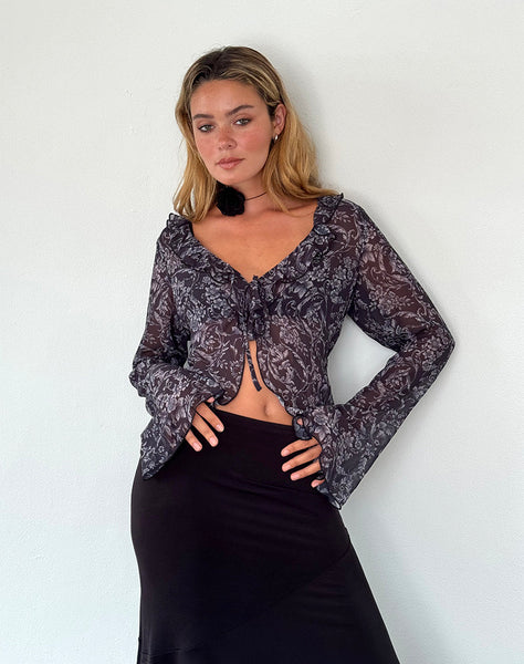 Image of Lakota Cardigan in Black Baroque Print