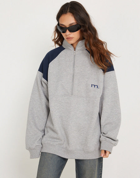 Makari Jersey Zip Up Jacket in Grey Dawn