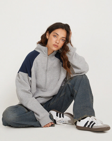 Image of Laksa Sweatshirt in Grey and Marl Navy