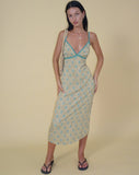 image of Lalu Midi Dress in Bohemian Batik Blue Brown