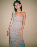 image of Lalu Midi Dress in Bohemian Batik Blue Brown