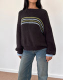 Image of Lamees Jumper in Brown Knit with Stripe