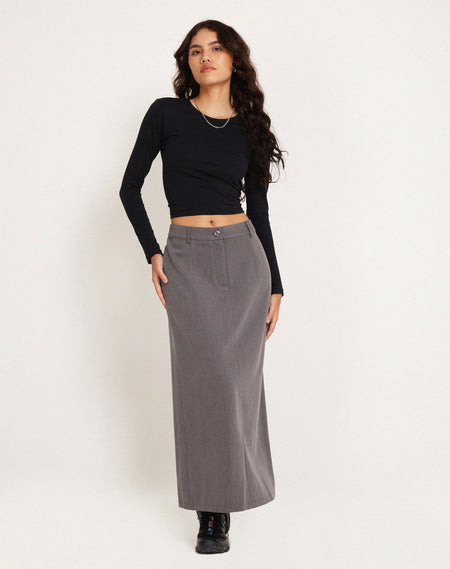 MOTEL X JACQUIE Duende Midi Skirt in Sketchy Stripe Black