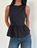 Image of Lanzo Tie Back Top in Poplin Black