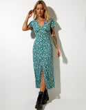 Image of Larin Midi Dress in Floral Field Green