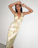 Image of Lasanda Maxi Satin Dress in Bohemian Floral Yellow