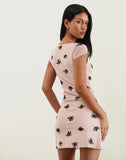 Image of Lashka Mini Dress in Cluster Ditsy Flock Nude