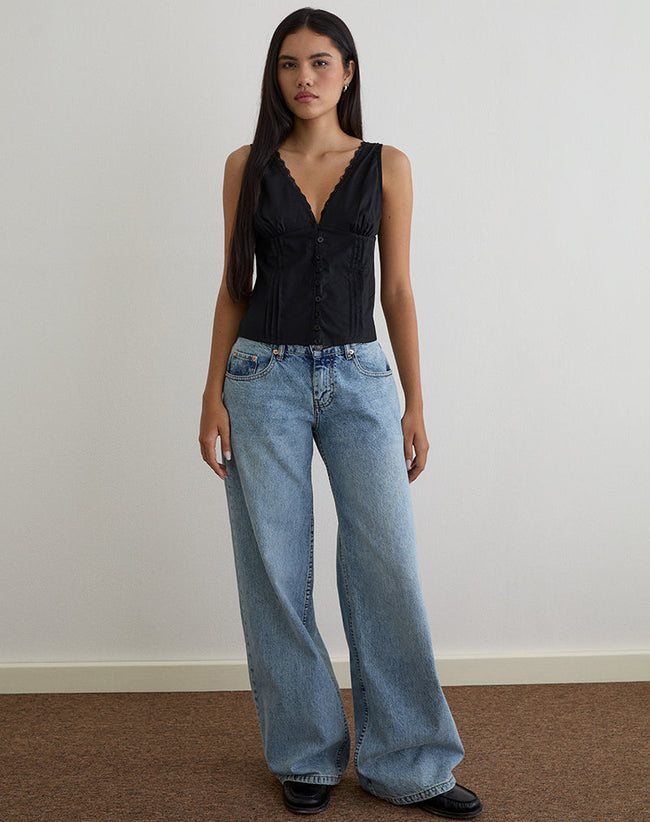Image of Lasily V Neck Corset Top in Black