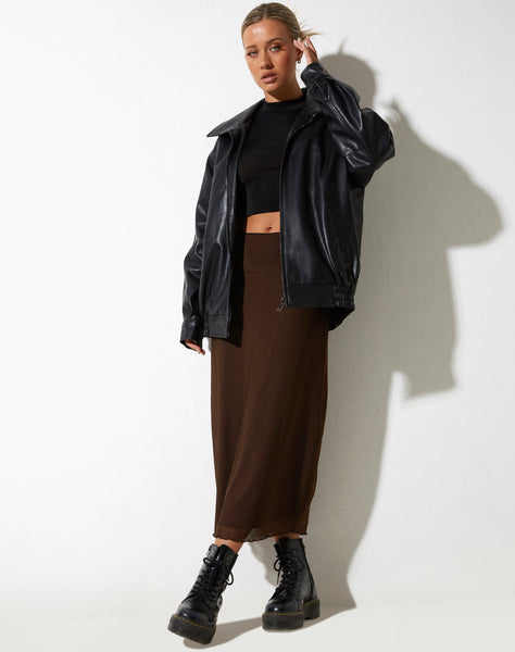 image of Lassie Midi Skirt in Mesh Brown