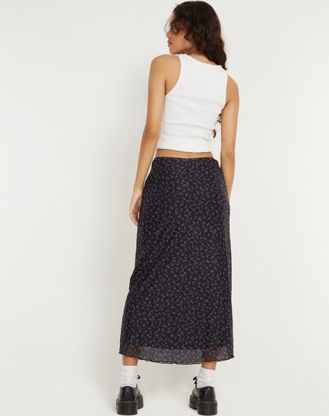 image of Lassie Maxi Skirt in Dark Ditsy Rose Black