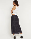 image of Lassie Maxi Skirt in Dark Ditsy Rose Black