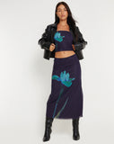 image of Lassie Midi Skirt in Navy Placement Flower