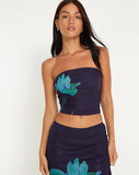 image of  Shae Mesh Bandeu Top in Navy Flower